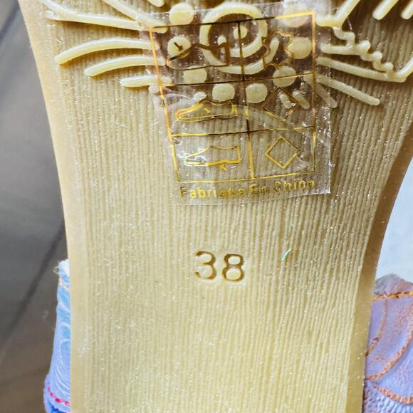 Spring Step L'Artiste Sandals Womens 7.5 Pink Flower Embellished Slingback Heel - Picture 11 of 12